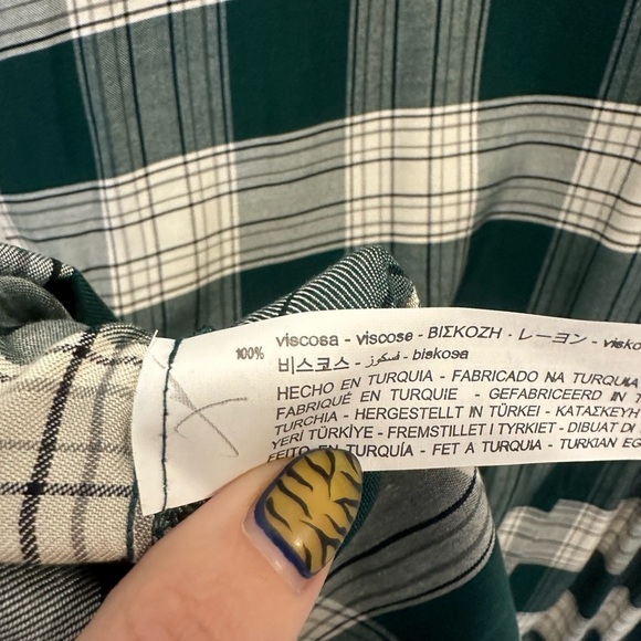 Zara Dress Green and White Lagre - Picture 8 of 8